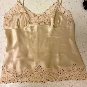 Silk camisole with lace borders